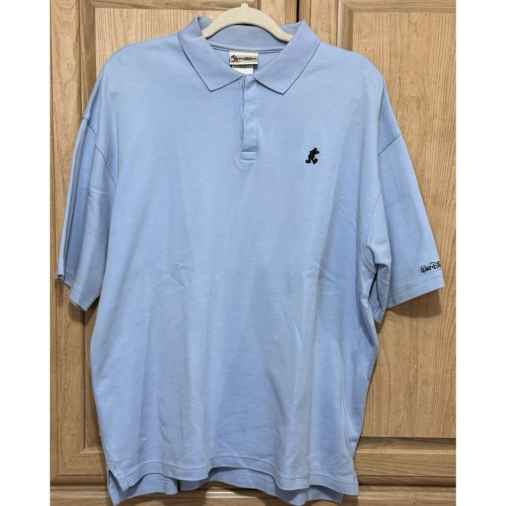 Walt Disney World Mickey Mouse Polo Shirt Mens Size Large Blue Logo Embroidered
